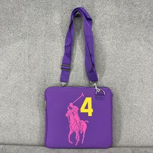 Ralph Lauren Laptop Bag Purple Adjustable Strap Pink Polo Player 4 Graphic Case